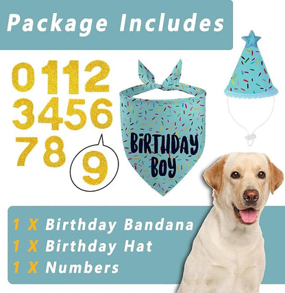 Dog Birthday Bandana Set, Light Blue Birthday Boy Decorations, HBD Party - Image 3