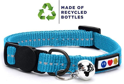Pawtitas Recycled Teal Reflective Cat Collar – Eco-Friendly Breakaway Safety - Image 2