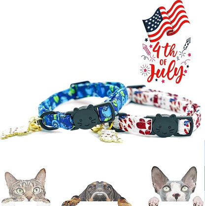 Elegant little tail 2 Pack Cat Collar- Blueberry Cotton Breakaway Cat Collars - Image 4