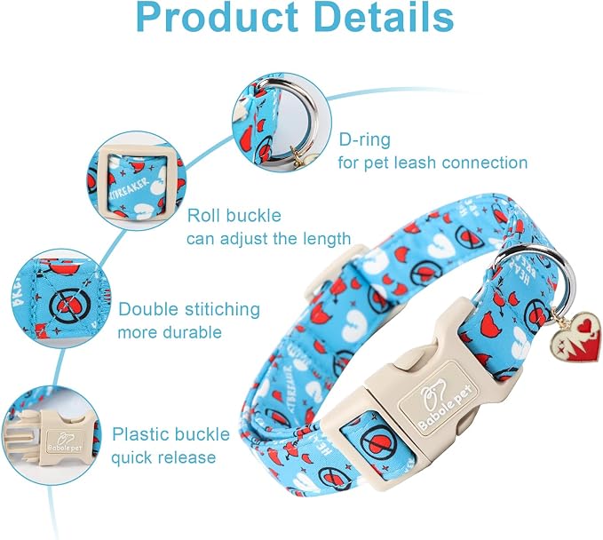 Valentines Dog Collar, Cute Loving Heart Printed Collar - Image 2