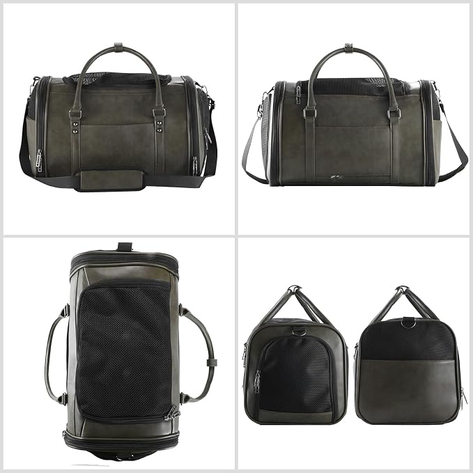 Stylish Leather Pet Carrier for Small Dogs and Cats Up to 15 lbs, Airline - Image 3