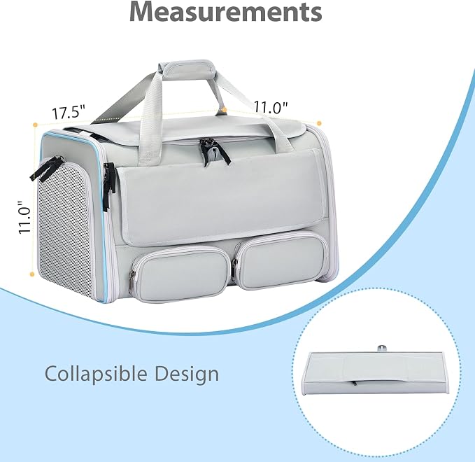 Cat, Dog Carrier for Pets up to 15 lbs, Soft-Sided Collapsible Pet Carrier - Image 8