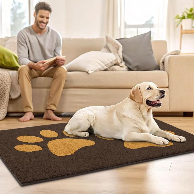 Buganda Dog Door Mat for Muddy Paws, Absorbent Dirt Trapper Washable Indoor - Image 8