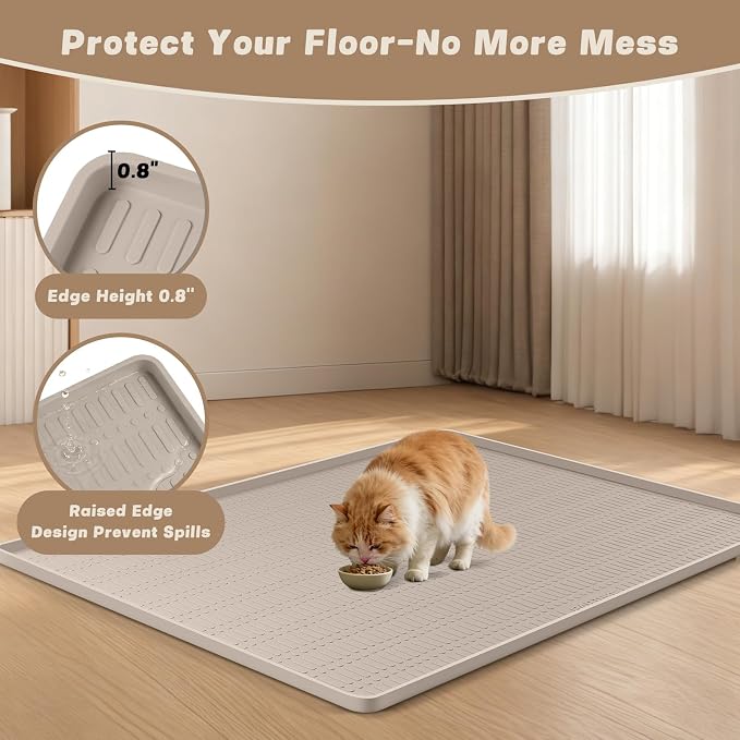 47" x 35" Silicone Cat Food Mat, Waterproof Pet Feeding Mat - Image 6