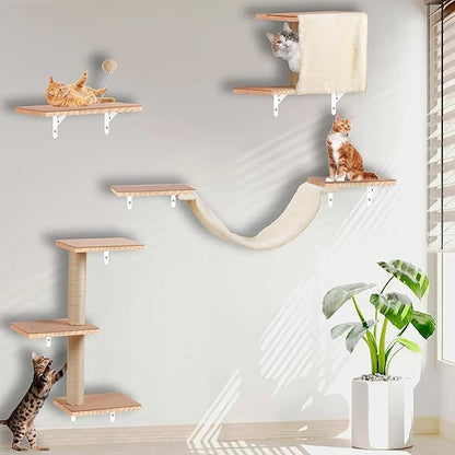 Cat Shelves for Wall，Solid Wood Cat Wall Furniture by MADNIU