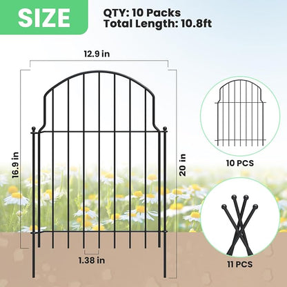 10Pcs Decorative Garden Fence, 20in/10.8ft Rustproof Metal Fences Animal - Image 2