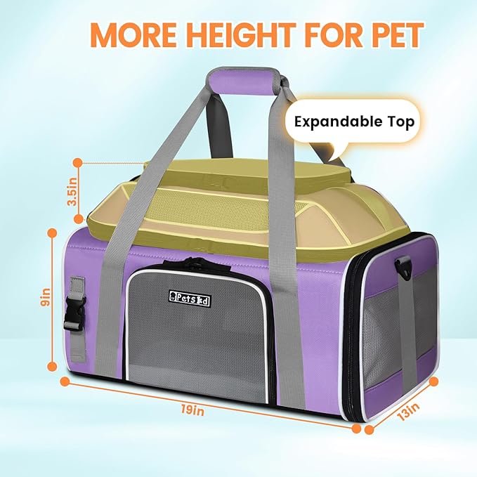 Petskd Top-Expandable Pet Carrier 19x13x9 Inches Southwest Allegiant Airlines - Image 3