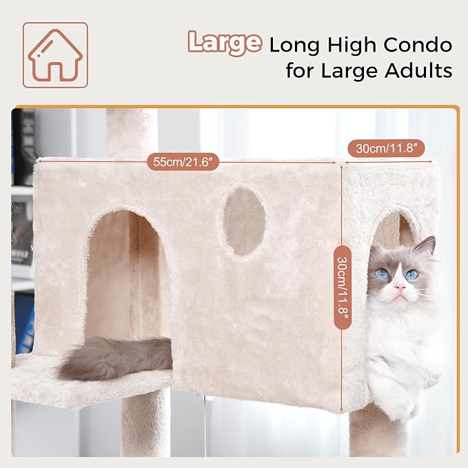 54” Cat Tree with Big Hammock 21x17” XL Cat Tower with Scratching Posts - Image 3
