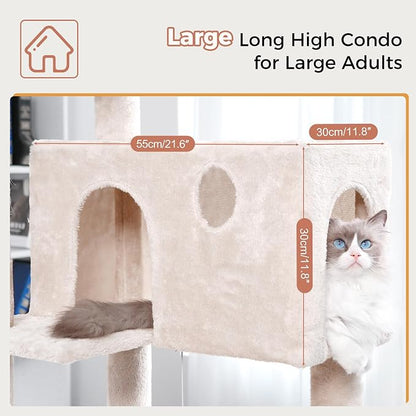 54” Cat Tree with Big Hammock 21x17” XL Cat Tower with Scratching Posts - Image 3