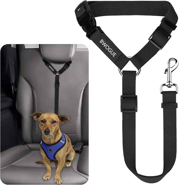 BWOGUE Pet Dog Cat Seat Belts, Car Headrest Restraint Adjustable Safety Leads by BWOGUEPetHome