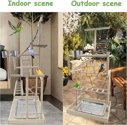 Hamiledyi 4 Layers Large Bird Playground 32" H Pet Parrot Playstand Gym Perch - Image 7