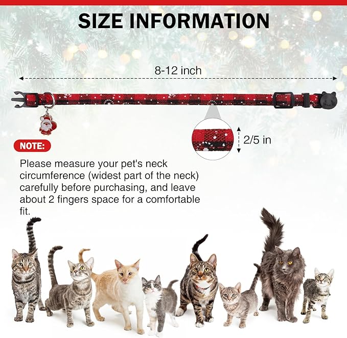 Christmas Cat Collar with Bells & Cute Pendant - Image 3