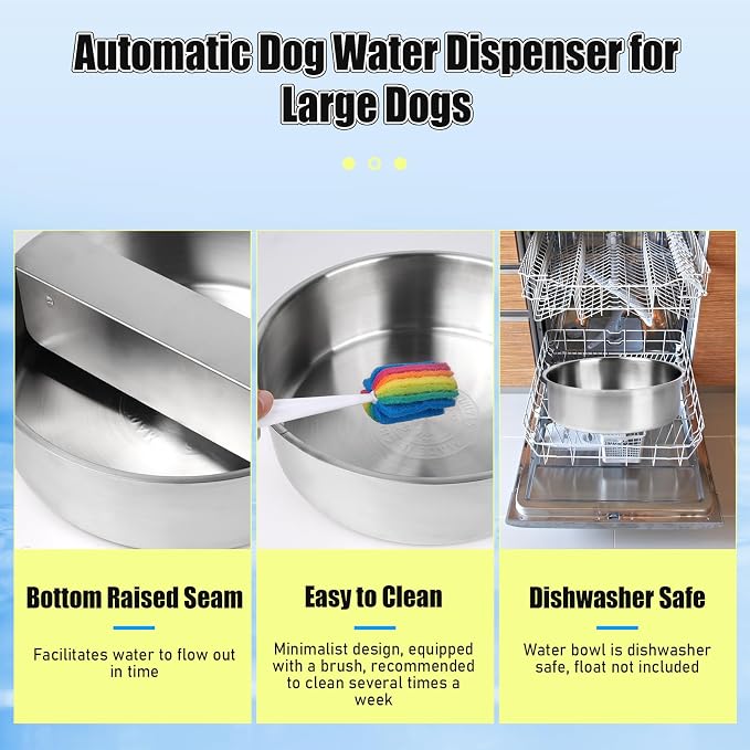 Automatic Dog Water Bowl Dispenser Large Breed Stainless Steel Auto Fill Dog - Image 7