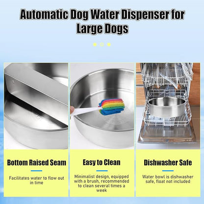 Automatic Dog Water Bowl Dispenser Large Breed Stainless Steel Auto Fill Dog - Image 7
