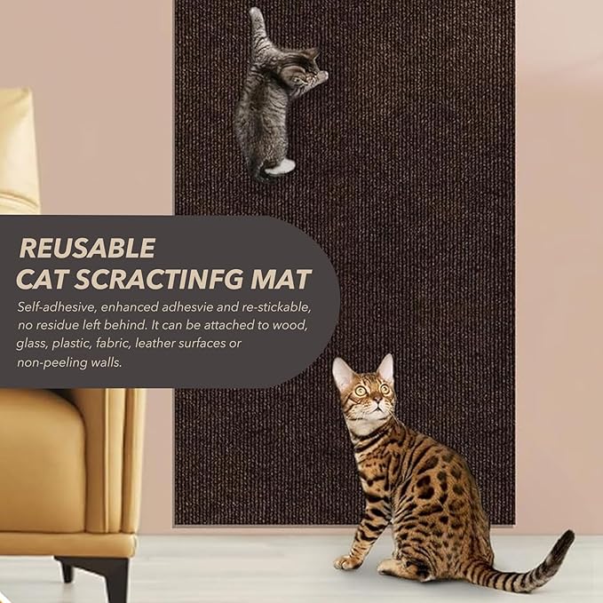 78.7"X15.8" Cat Scratching Mat, Self-Adhesive Cat Scratch Carpet, DIY Cats - Image 5