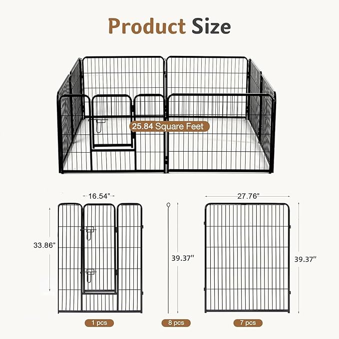 DUMOS Dog Playpen Indoor, Metal 40 Inch 8 Panels Foldable Pet Fence - Image 2