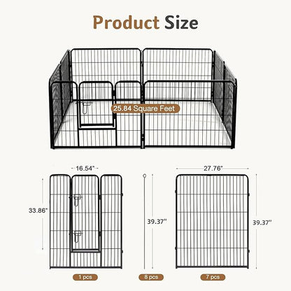 DUMOS Dog Playpen Indoor, Metal 40 Inch 8 Panels Foldable Pet Fence - Image 2