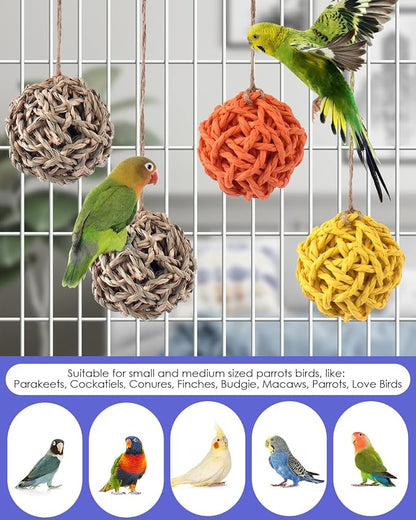 Bissap 6PCS Small Parrot Chew Toys, Sola Balls Conure Chewing Foraging Toys - Image 7