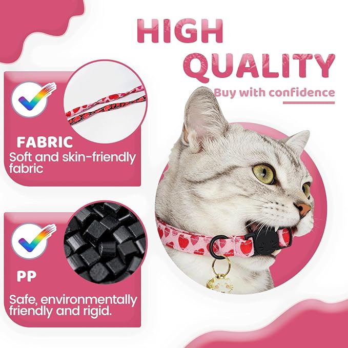 Elegant little tail 2 Pack Cat Collar- Valentines Cat Collars Breakaway - Image 2