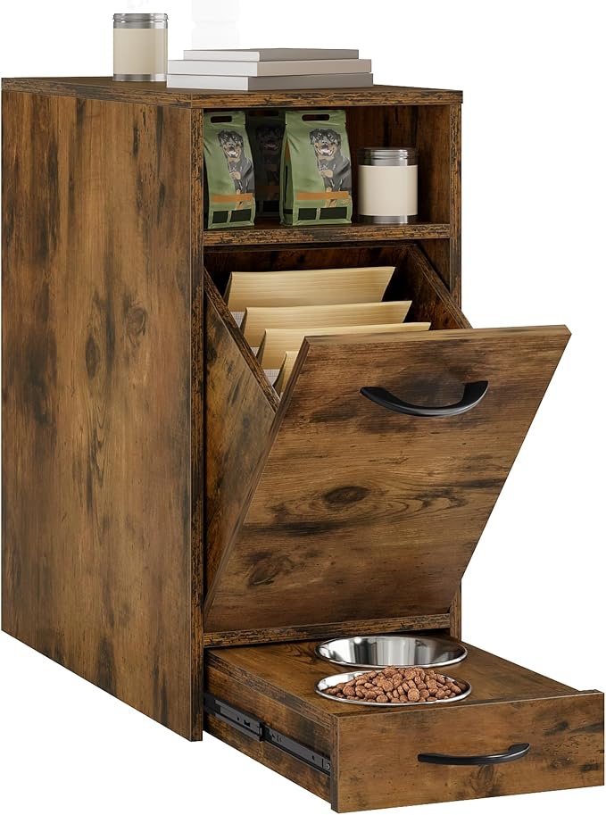 DWVO Dog Feeding Station with Storage, Dog Food Cabinet with 2 Feeder Bowls - Image 7