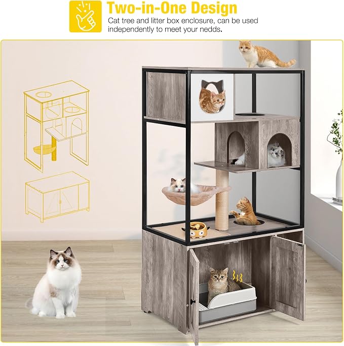 Aivituvin Cat Litter Box Enclosure, Litter Box Furniture Hidden, Wooden Cat - Image 4