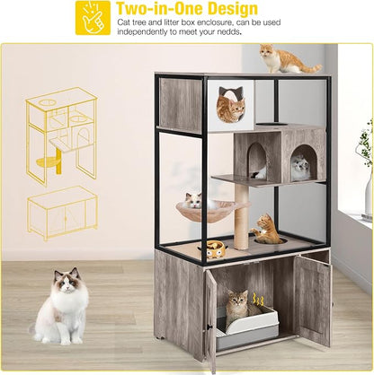 Aivituvin Cat Litter Box Enclosure, Litter Box Furniture Hidden, Wooden Cat - Image 4