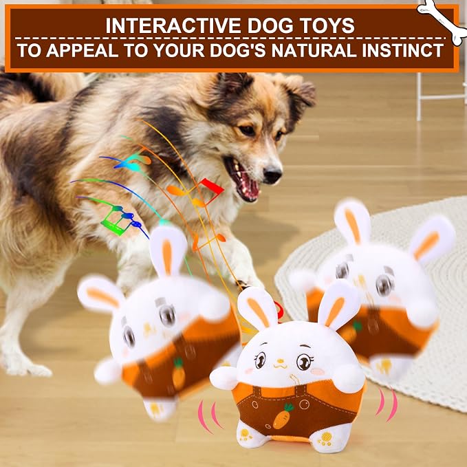 BABORUI Interactive Dog Toys Bunny, Jumping Squeaky Easter Dog Toys - Image 2