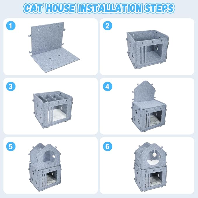 2-Storey Detachable Cat House for Indoor Cats Bed, Covered Beds & Furniture - Image 9