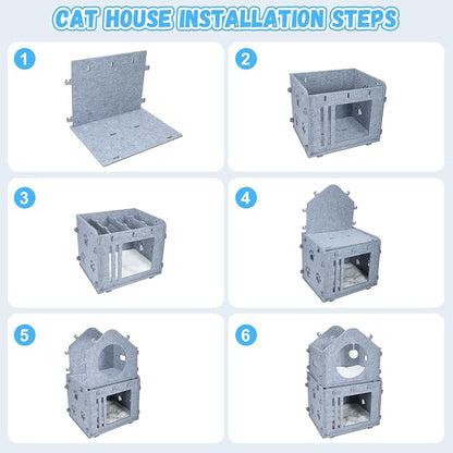 2-Storey Detachable Cat House for Indoor Cats Bed, Covered Beds & Furniture - Image 9