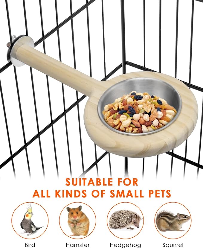 KATUMO Bird Perch Bird Feeding Cup Parrot Wood Perch Stand Toy Bird Cage - Image 6