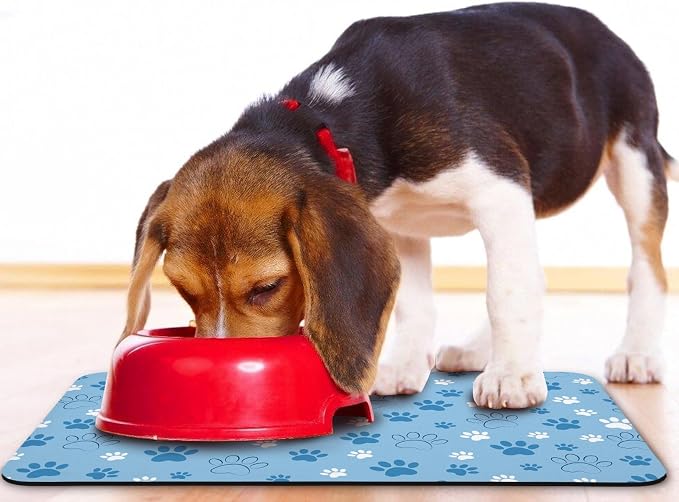 Dog Food Mat, Absorbent Water Bowl Mats Cat Pet Feeding Placemats Blue 24 * 32 - Image 6
