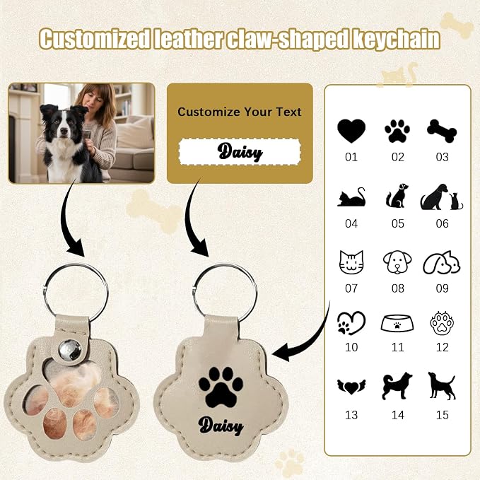 Personalized Dog Hair Keychain Pet Fur Keepsake Pet Memorial Cute Storage - Image 3