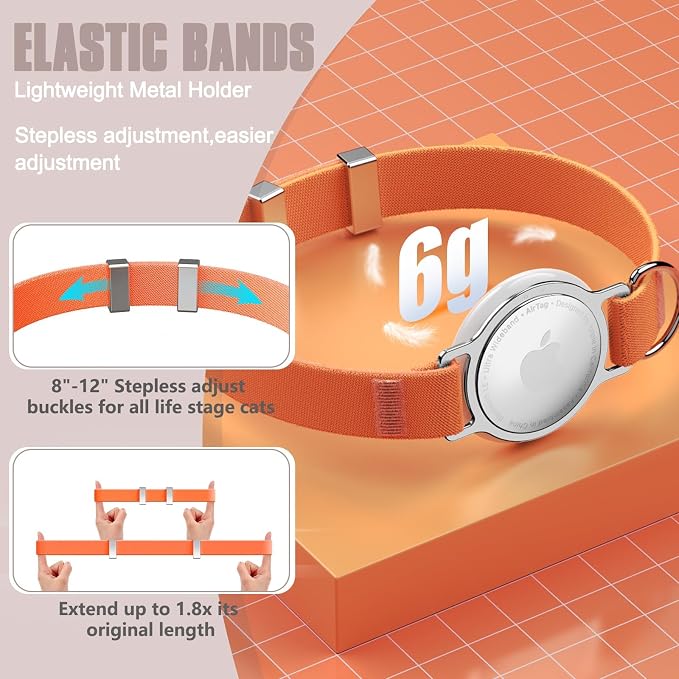AirTag Cat Collar, Ultra Elastic Cat Tracker Collar, Airtag Holder Compatible - Image 5