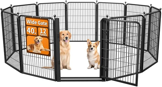 Dog Fence Outdoor Pens Outside, Portable Dog Play Pen 40" H 12 Panels Pet by Unknown
