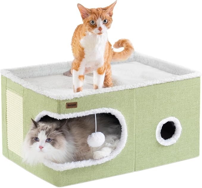 Cat Bed for Indoor Cats Cube House, Covered Cat Cave Beds & Furniture by Garnpet