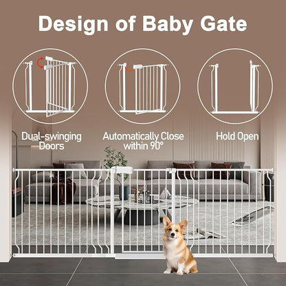 WAOWAO Baby Gate 52.76-62.2" Extra Wide Pressure Mounted Walk Through Swing - Image 4