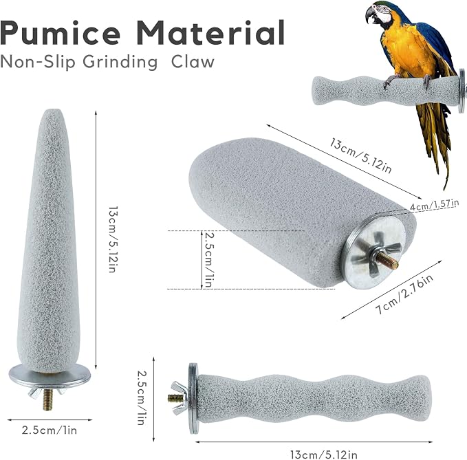 3PCS Bird Beak Grinding Stone, Natural Pumice Bird Parrot Cage Perch Stand - Image 2