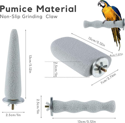 3PCS Bird Beak Grinding Stone, Natural Pumice Bird Parrot Cage Perch Stand - Image 2