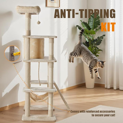Sweetcrispy 63 inch Cat Tree Tower, Large Multi Level Cat Climbing Tower - Image 6