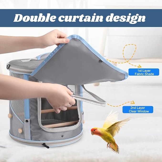 Bird Travel Carrier Cage for Small to Medium Size, Portable Parrot Parakeet - Image 3