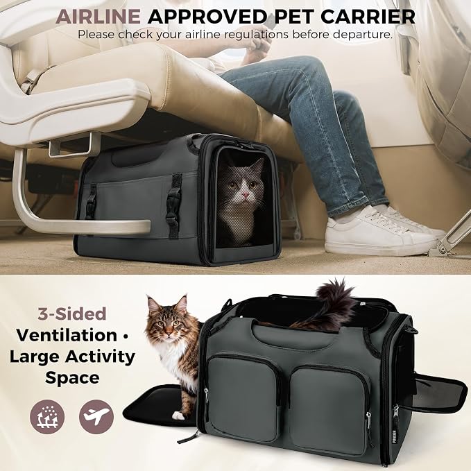 Dog, Cat Carrier for Pets Up to 15 Lbs, Airline Approved Collapsible Soft-Sided - Image 4