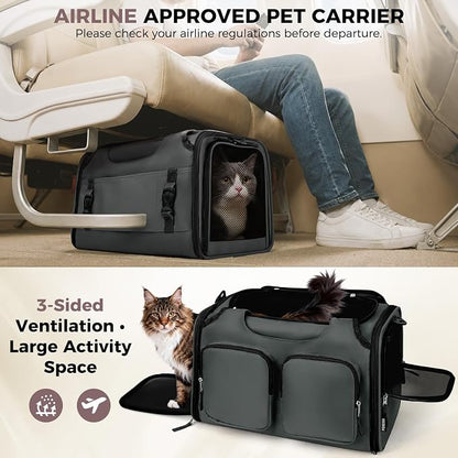 Dog, Cat Carrier for Pets Up to 15 Lbs, Airline Approved Collapsible Soft-Sided - Image 4