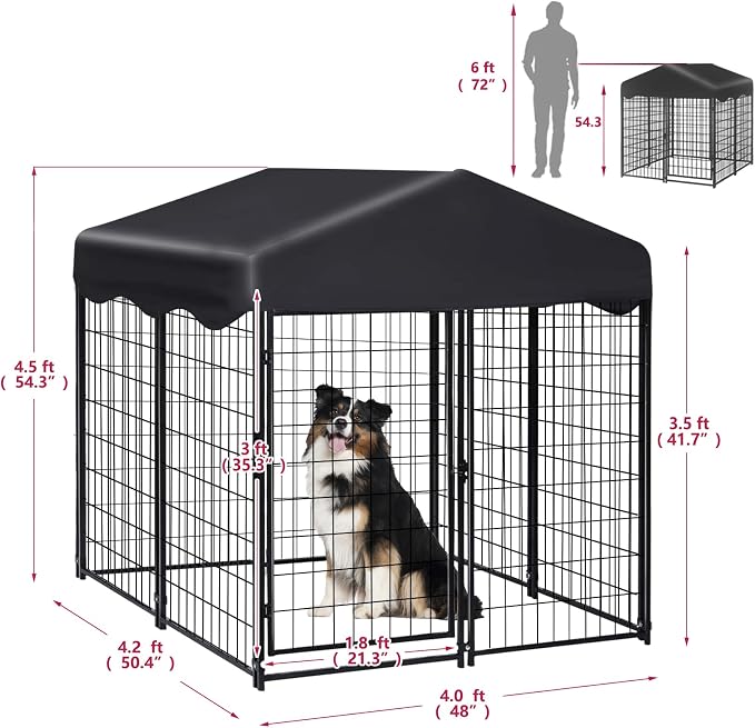 Dog Kennel Outdoor, 4.5' x 4' x 4' Outside Dog Kennel - Image 2