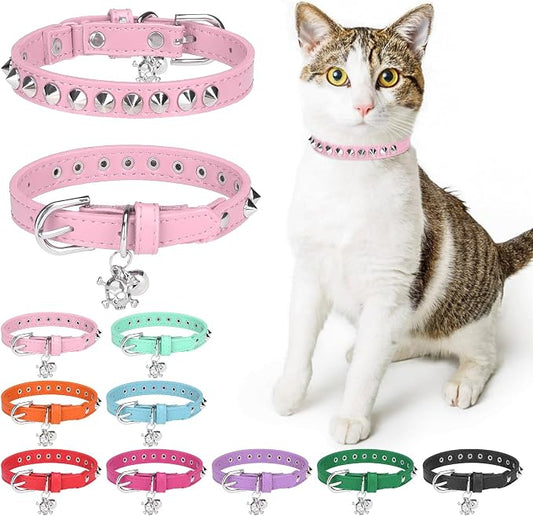 Leather Cat Collars for Boy Girl Cats by DILLYBUD