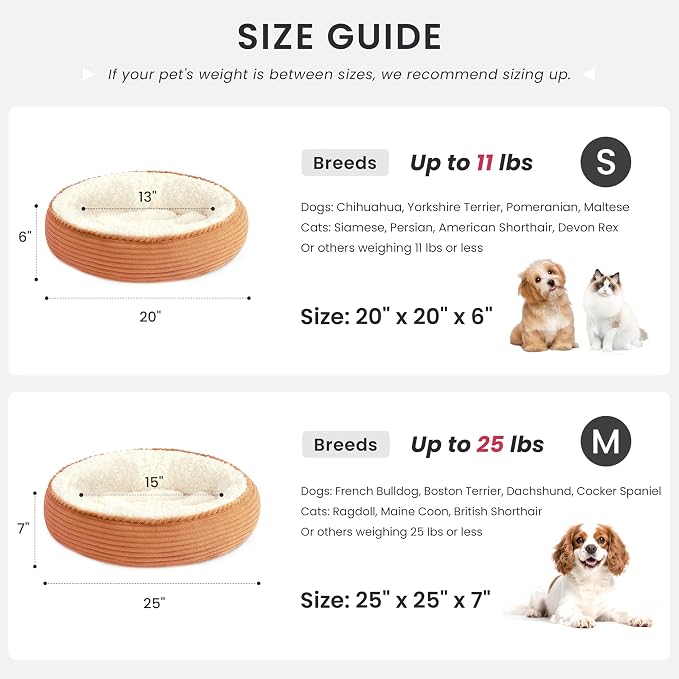 Love's cabin Round Donut Cat and Dog Cushion Bed, 25in Pet Bed - Image 4