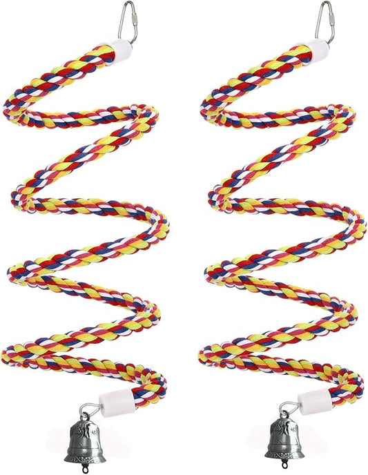 2Pcs 63'' Bird Rope Perches Birdcage Swing Toys 100% Cotton Natural Bird Perch by OSWINMART
