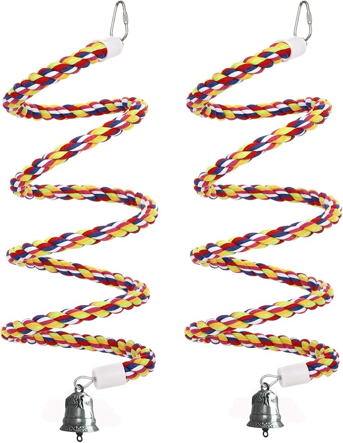 2Pcs 43'' Bird Rope Perches Birdcage Swing Toys 100% Cotton Natural Bird Perch by OSWINMART