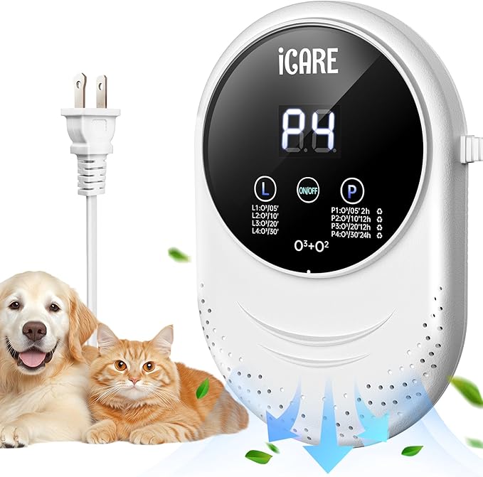 Ozone Odor Eliminator for Strong Odor 99% Cat Litter Deodorizer Pets Poof Odor by ICARE