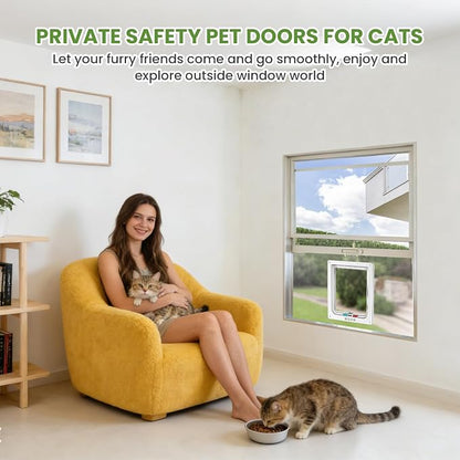 Cat Door for Window, 4 Locking Modes for Safety Cat Window Door, Fits 14"-28" - Image 9