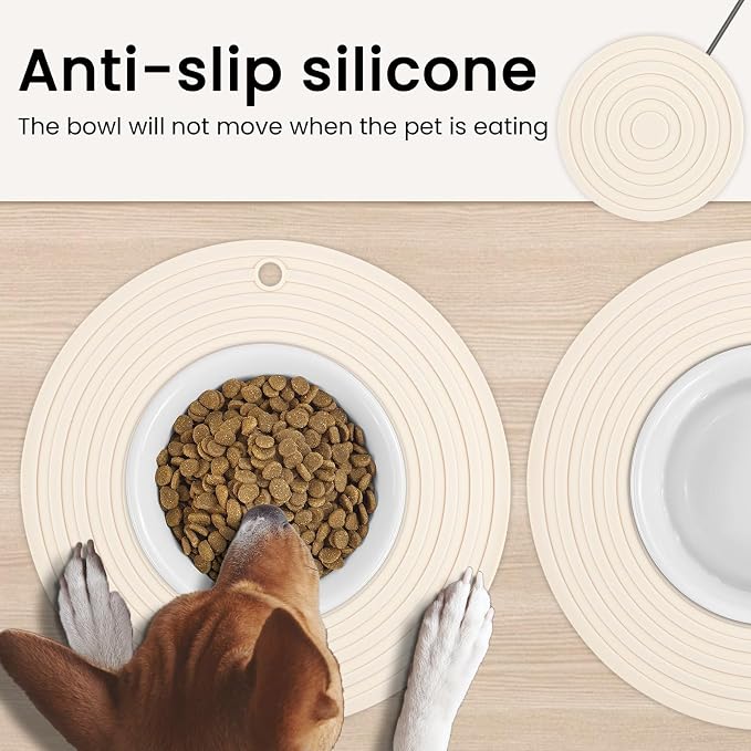 Ptlom Silicone Pet Food Mat for Dogs and Cats Placemat 2Pcs, Waterproof - Image 5